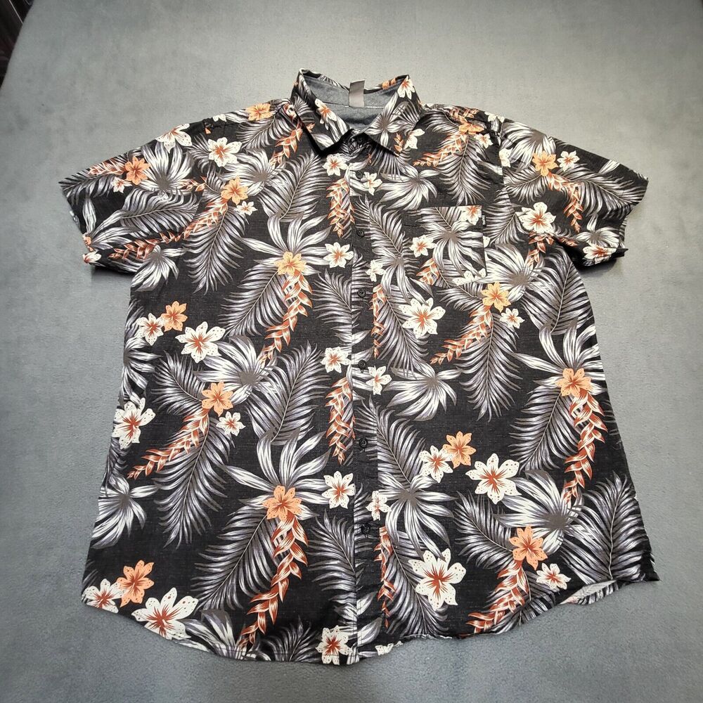 Hurley Hawiian Shirt Mens L Floral Button Up Short‎ Sleeve